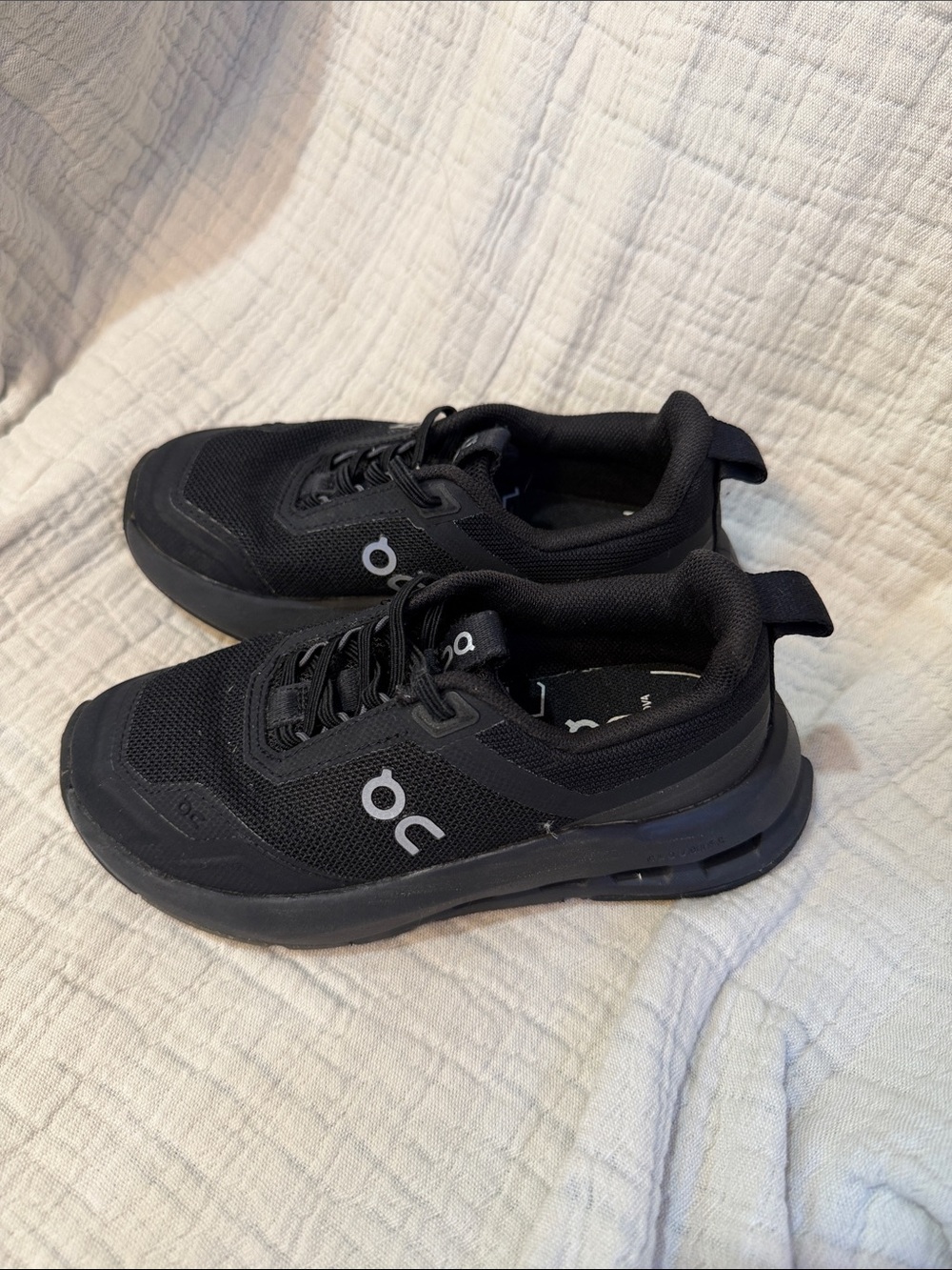 On Running Kids Black Mesh Athletic Sneakers